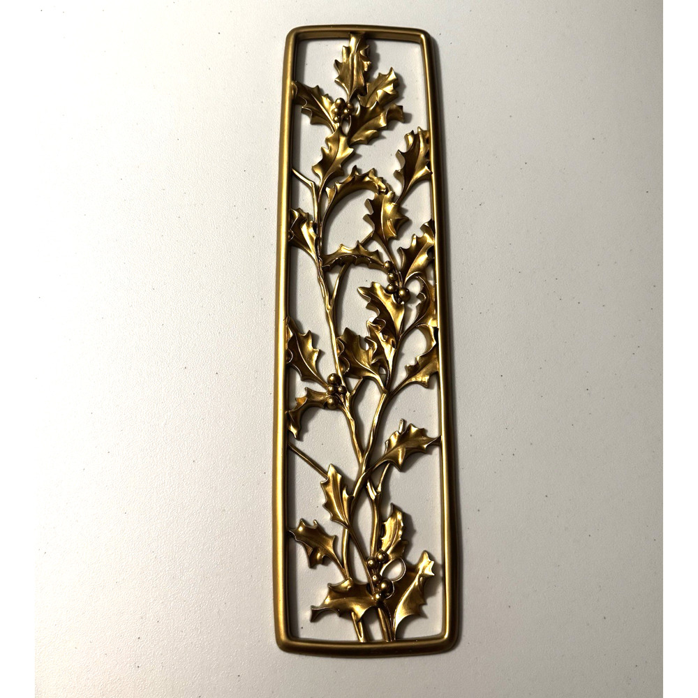 Vintage Christmas Dart Gold Holly Berries Wall Panel 1954 MCM Hollywood Regency